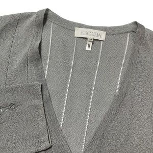 Escada‎ Grey 44 Embellished Long Sleeve Cardigan